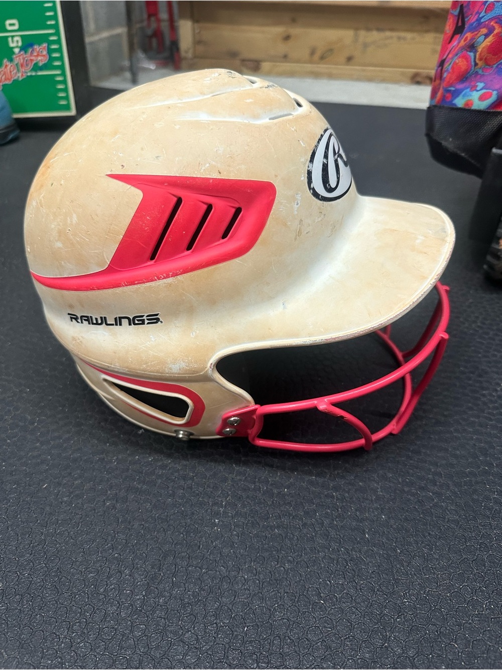 Rawlings softball Helmet with Pink Faceguard